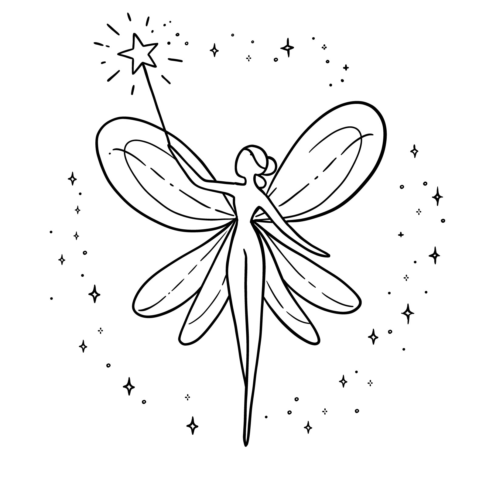 Completed simple fairy drawing - final step
