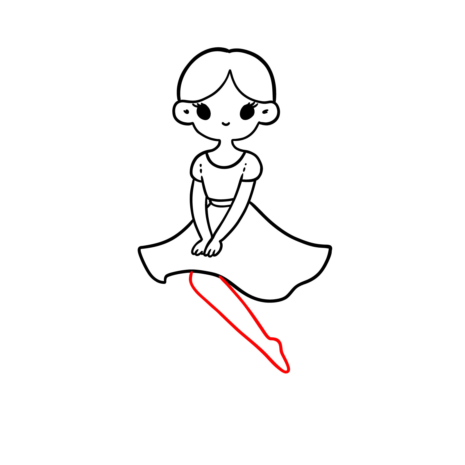 Sketch of the fairy's left leg - step 10