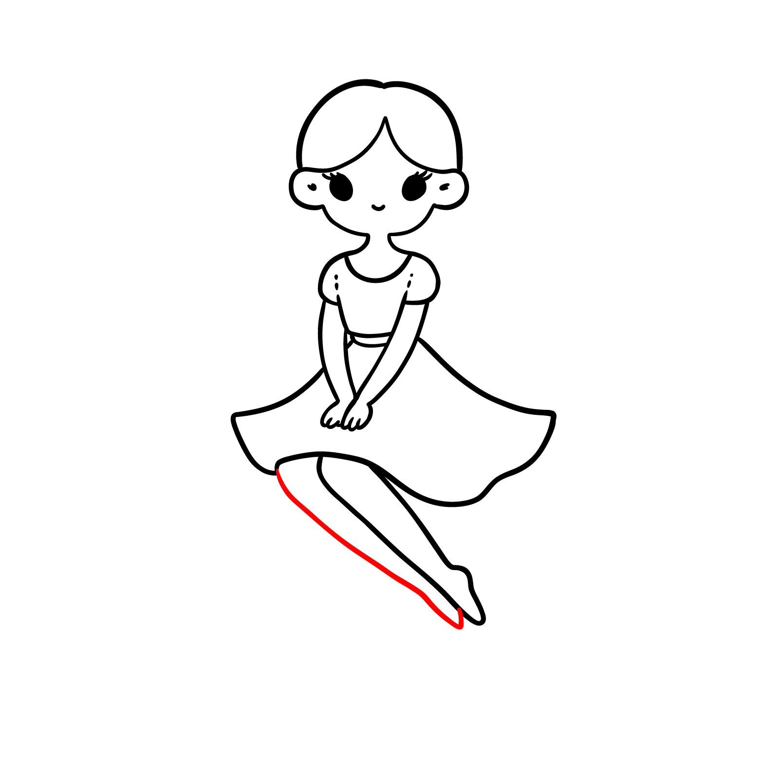 Illustration of the fairy's right leg bent at the knee - step 11