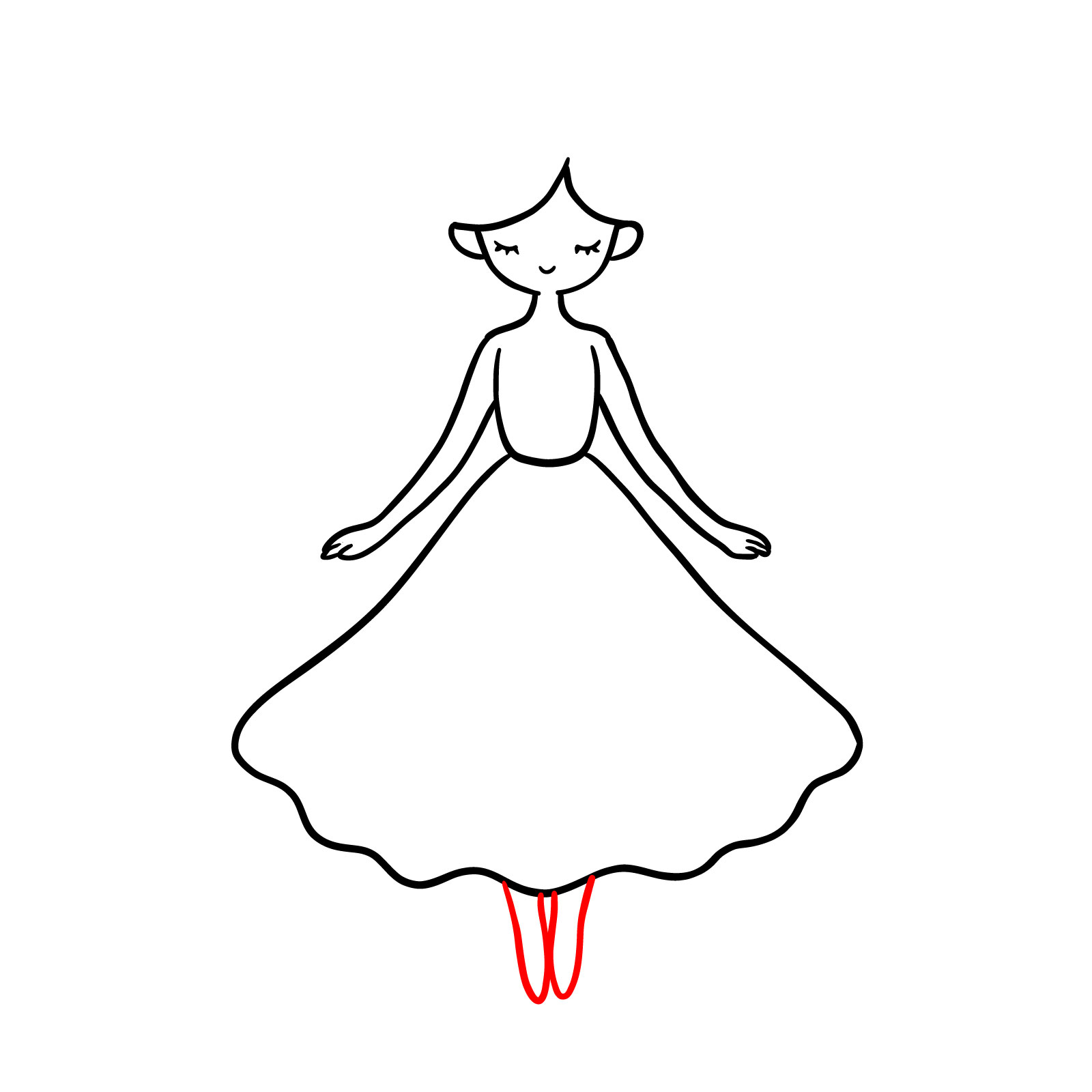 How to draw a cartoon fairy - sketching her legs - step 07