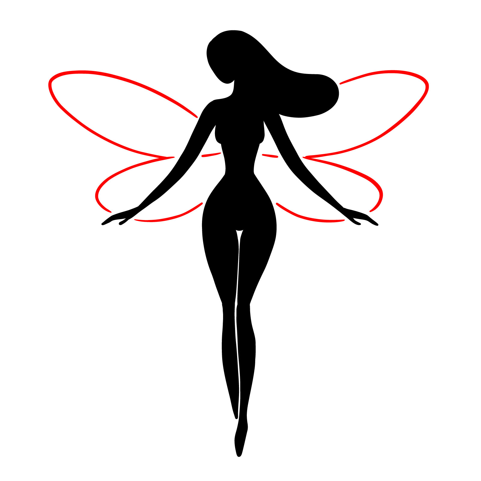 Two sets of wings attached to the back of a fairy silhouette - step 09