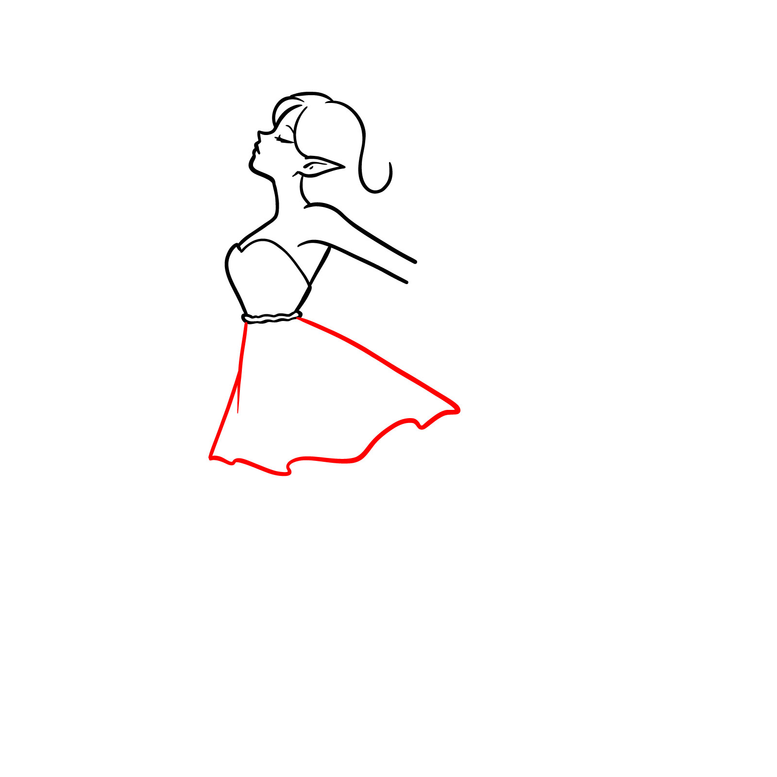 How to draw a realistic fairy - The flowy skirt of the fairy's dress taking shape - step 06