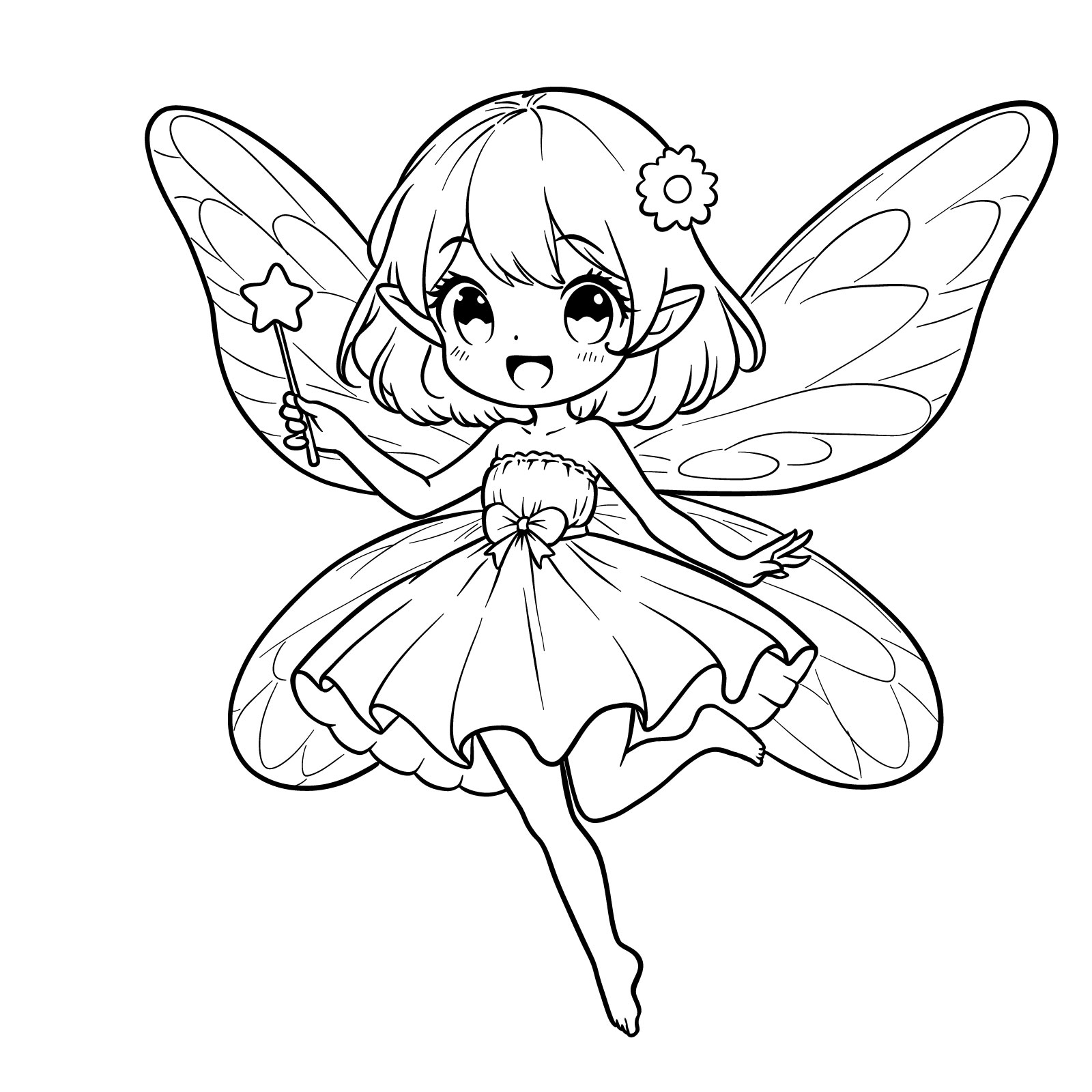 Complete drawing of an anime fairy, ready to inspire creativity - final step