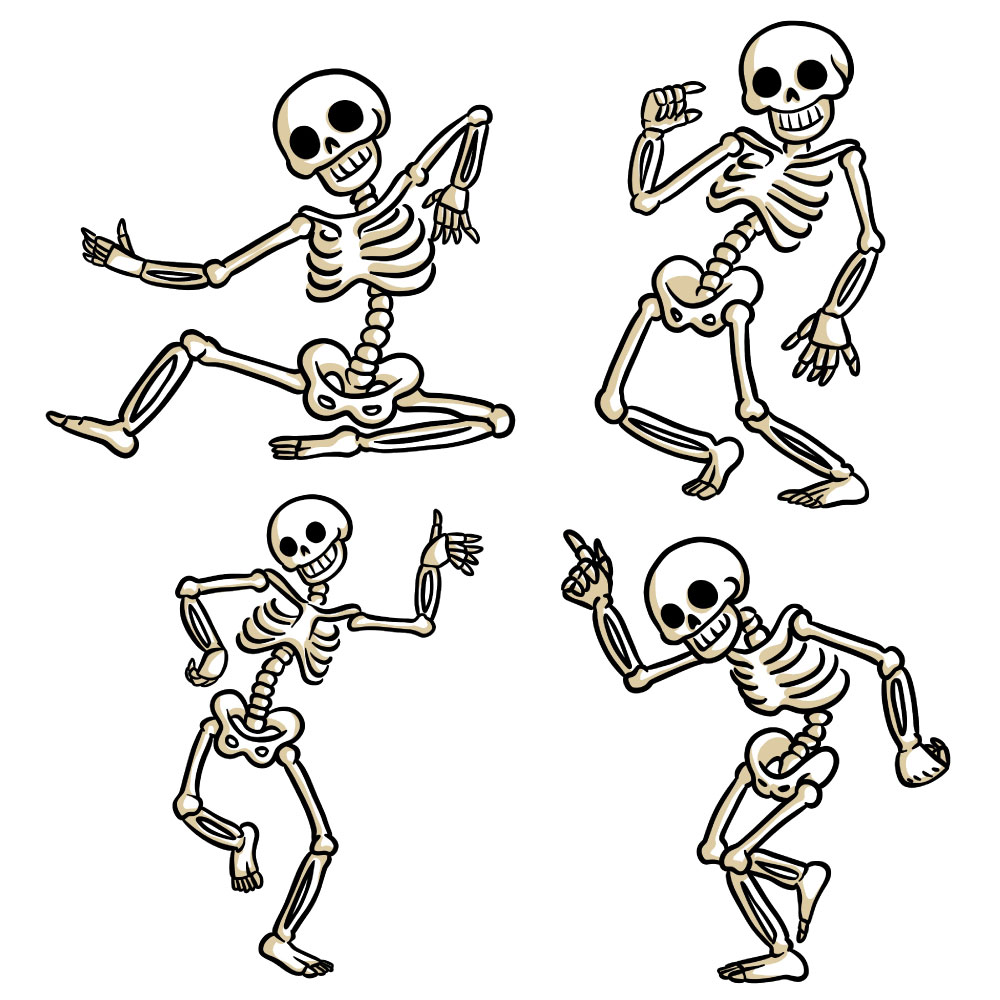 How to Draw 4 Fun Dancing Skeletons for Halloween