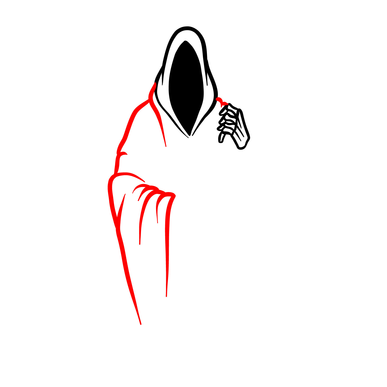 Drawing the Grim Reaper's shoulders and sleeve - step 05