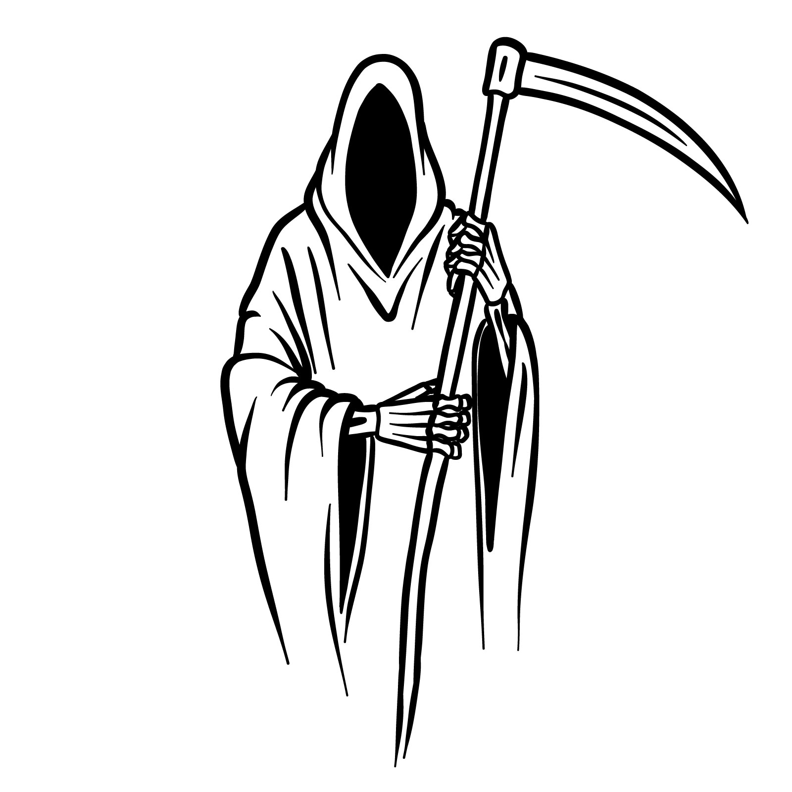 Finalizing the Grim Reaper drawing by cleaning up and inking if desired - step 13