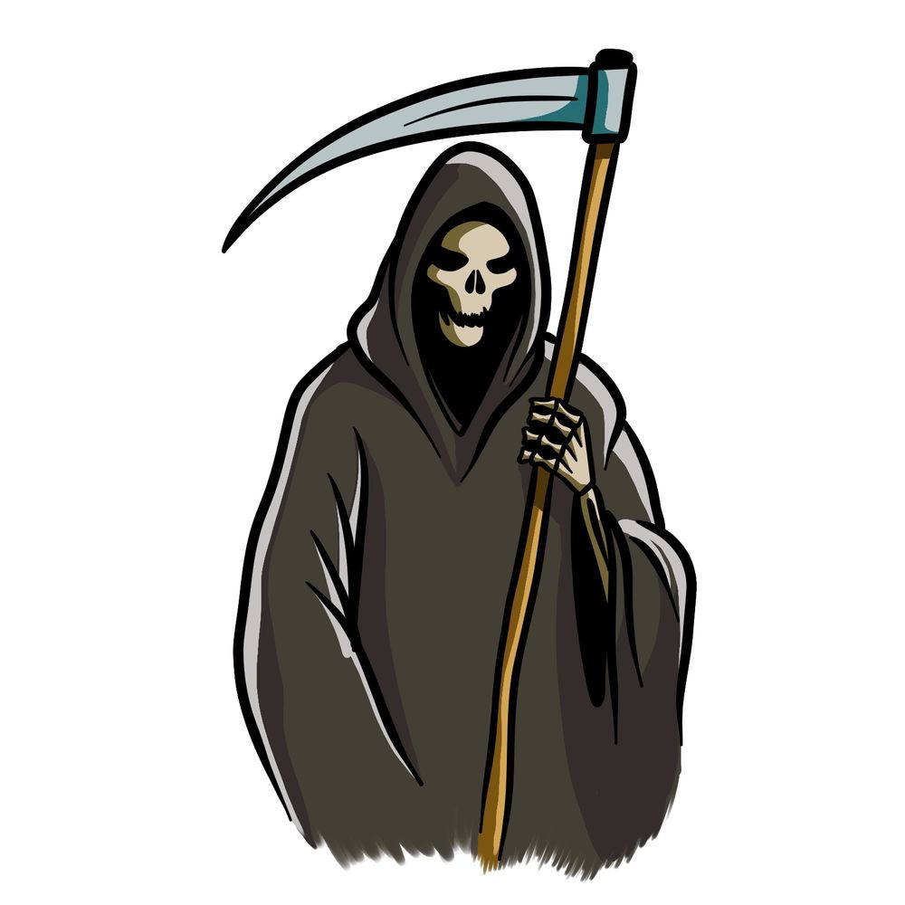 A Guide to Drawing the Grim Reaper with Visible Skeleton Face