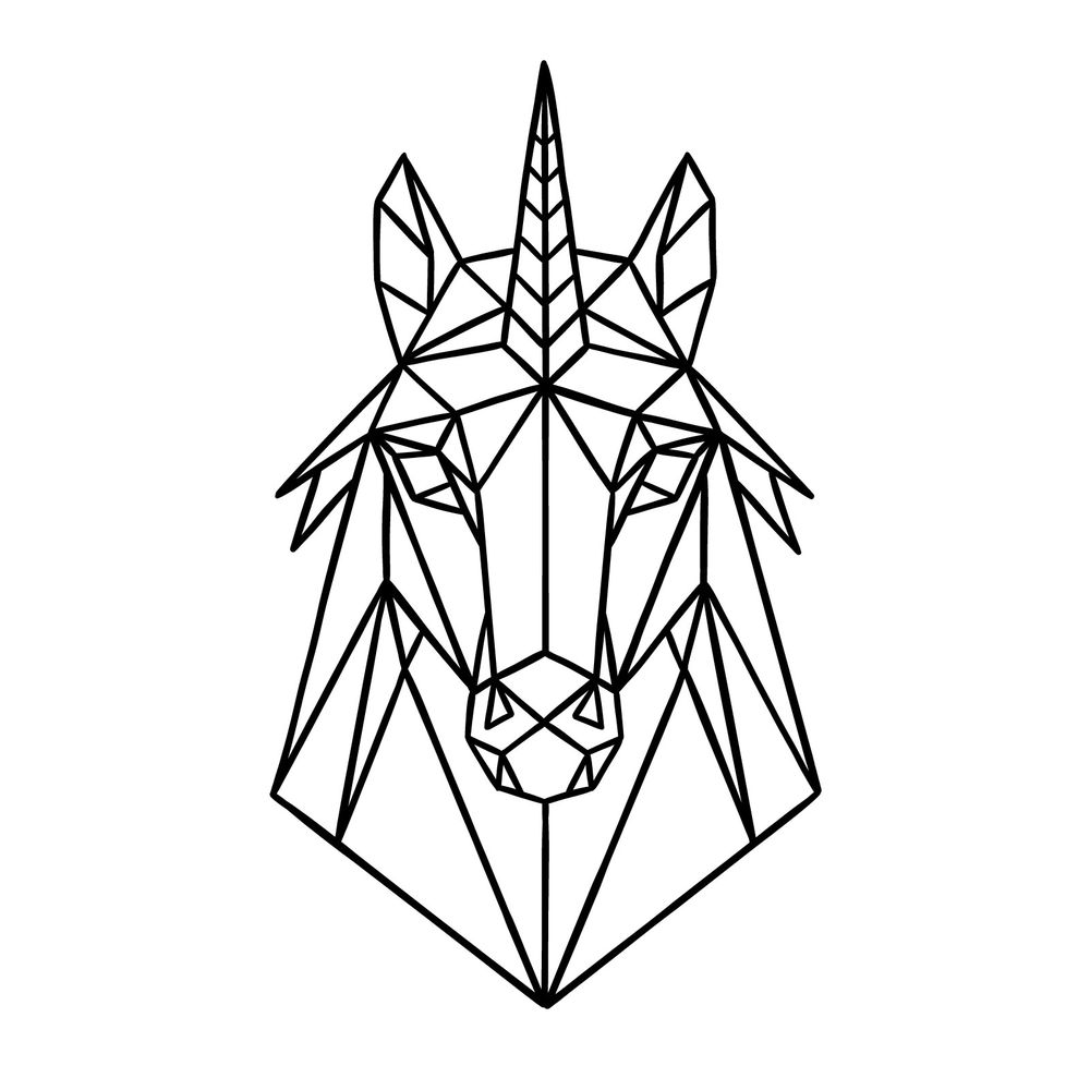 Geometric Unicorn Drawing: Step-by-Step Front View Tutorial