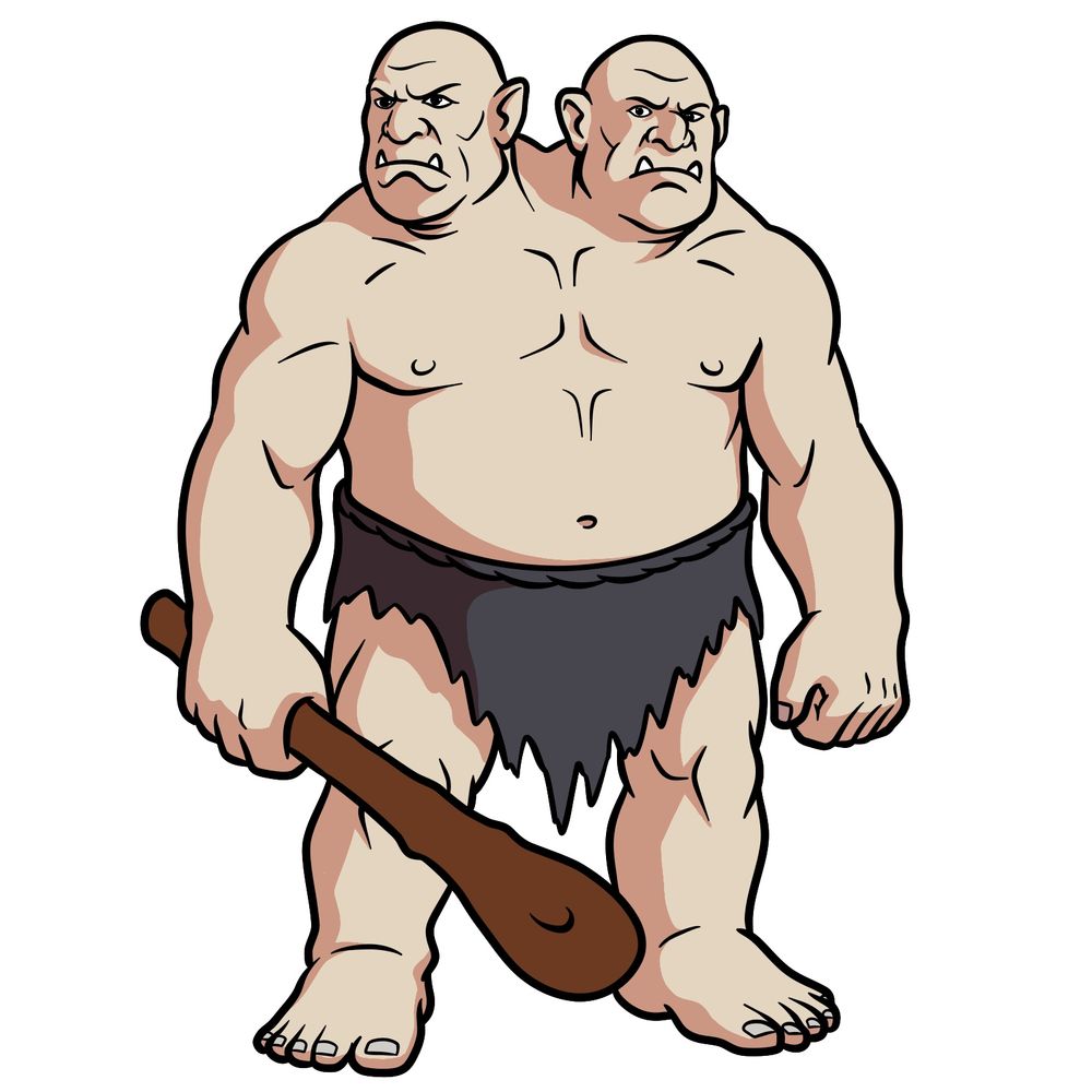 How to Draw an Ettin from British Folklore Step-by-Step