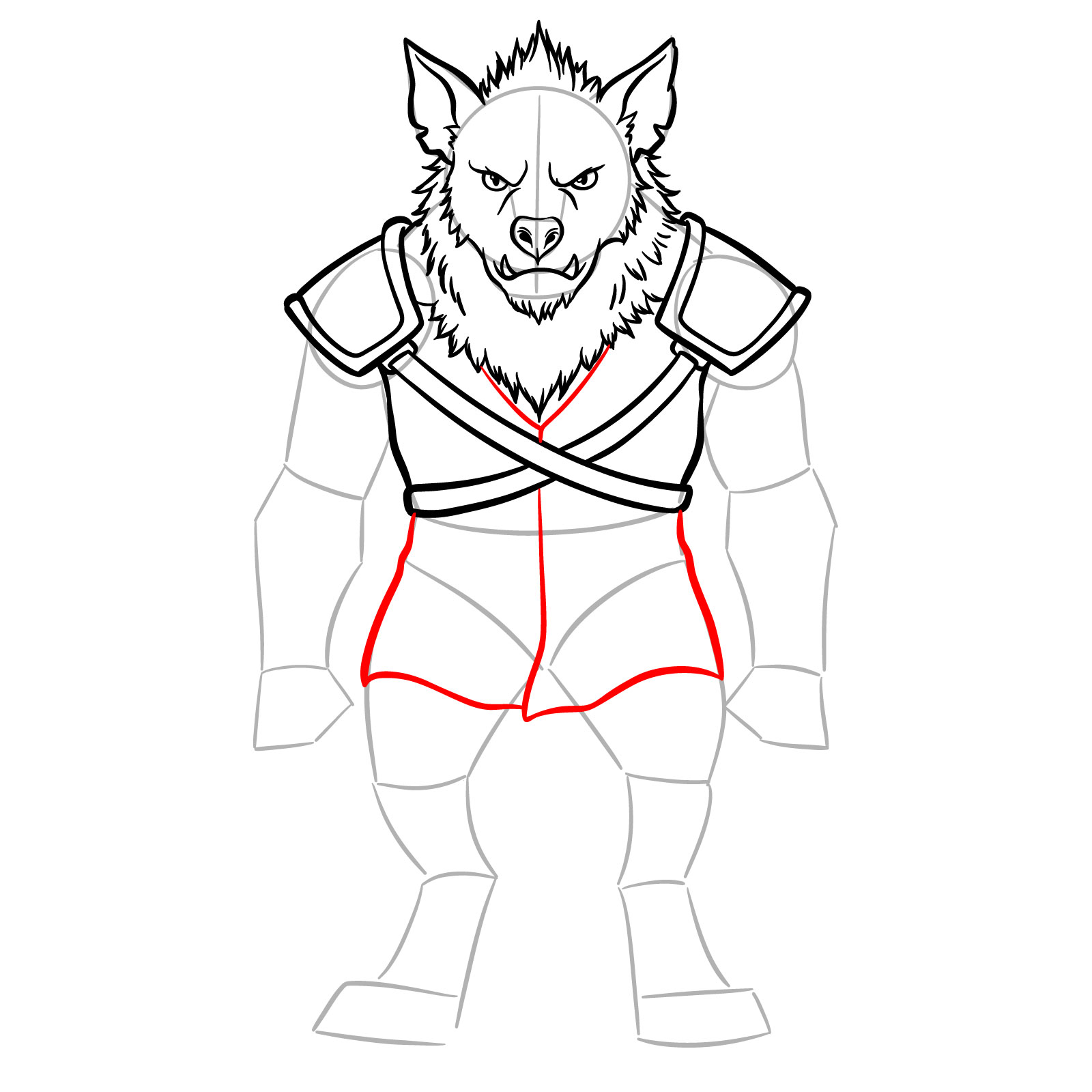 How to Draw a Gnoll - step 13