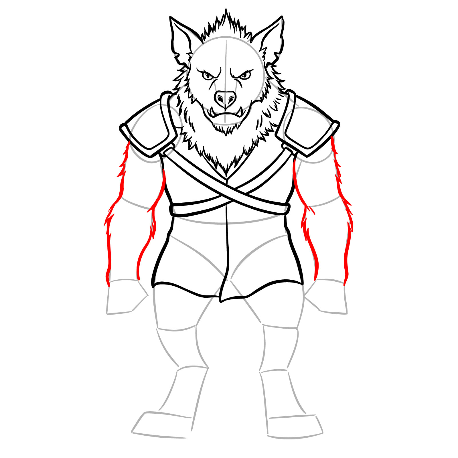 How to Draw a Gnoll - step 14