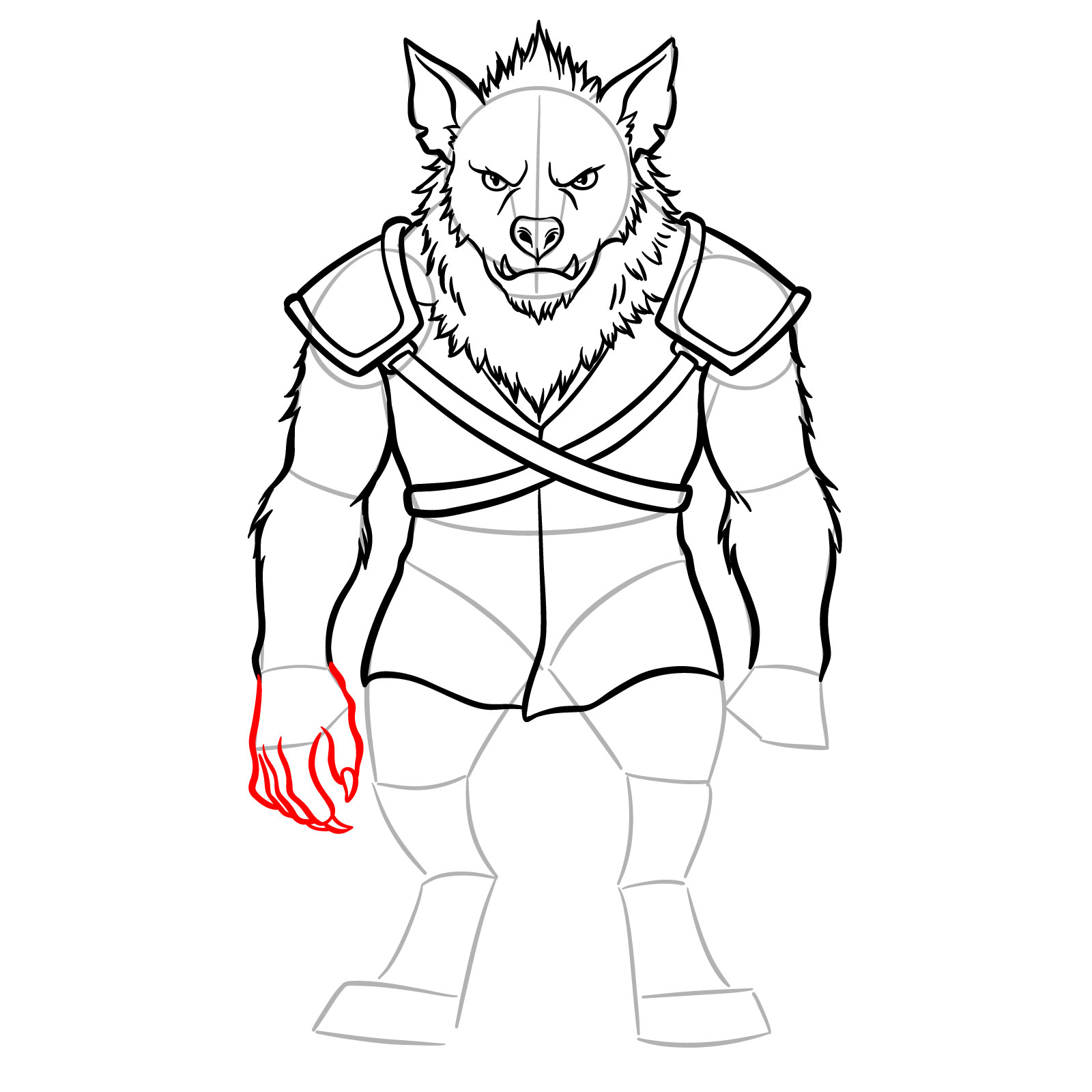 How to Draw a Gnoll - step 15