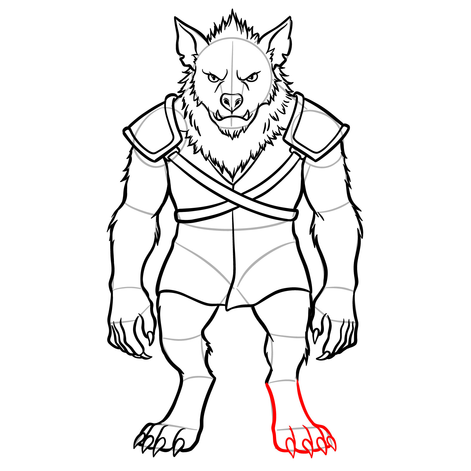 How to Draw a Gnoll - step 19
