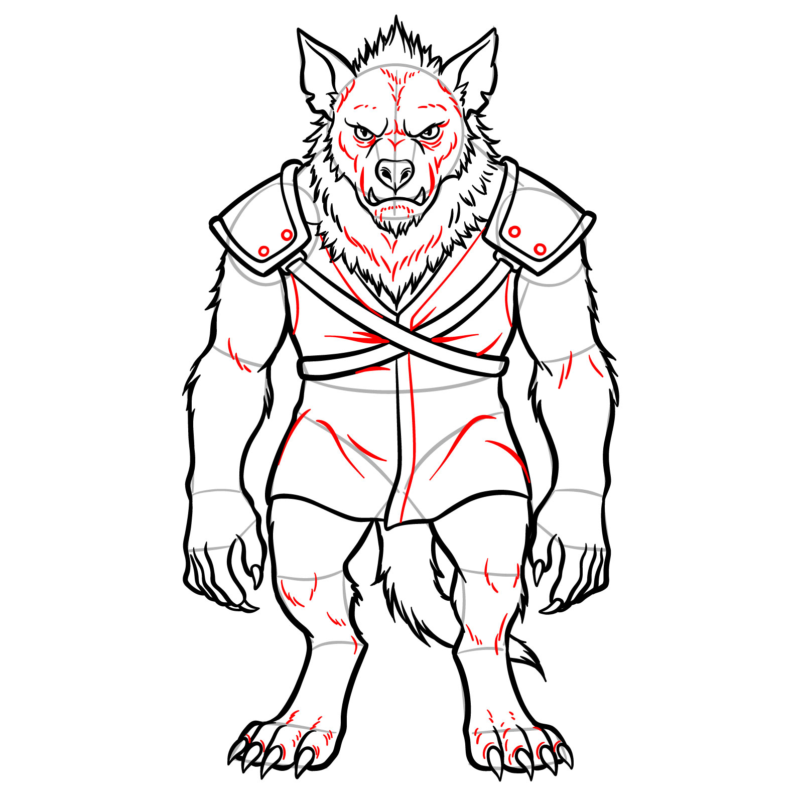 How to Draw a Gnoll - step 21