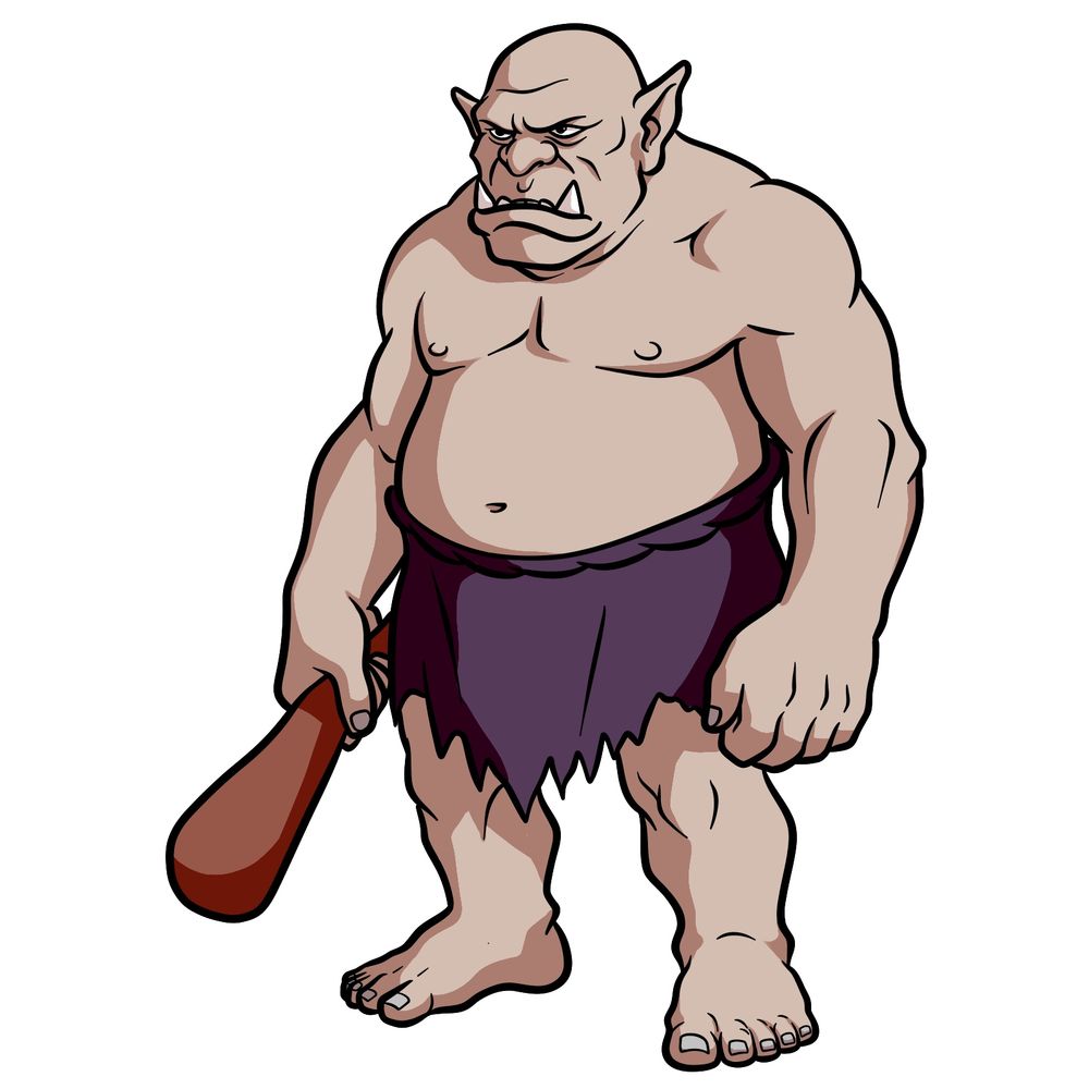 How to Draw a Folklore Ogre with Club and Rugged Build