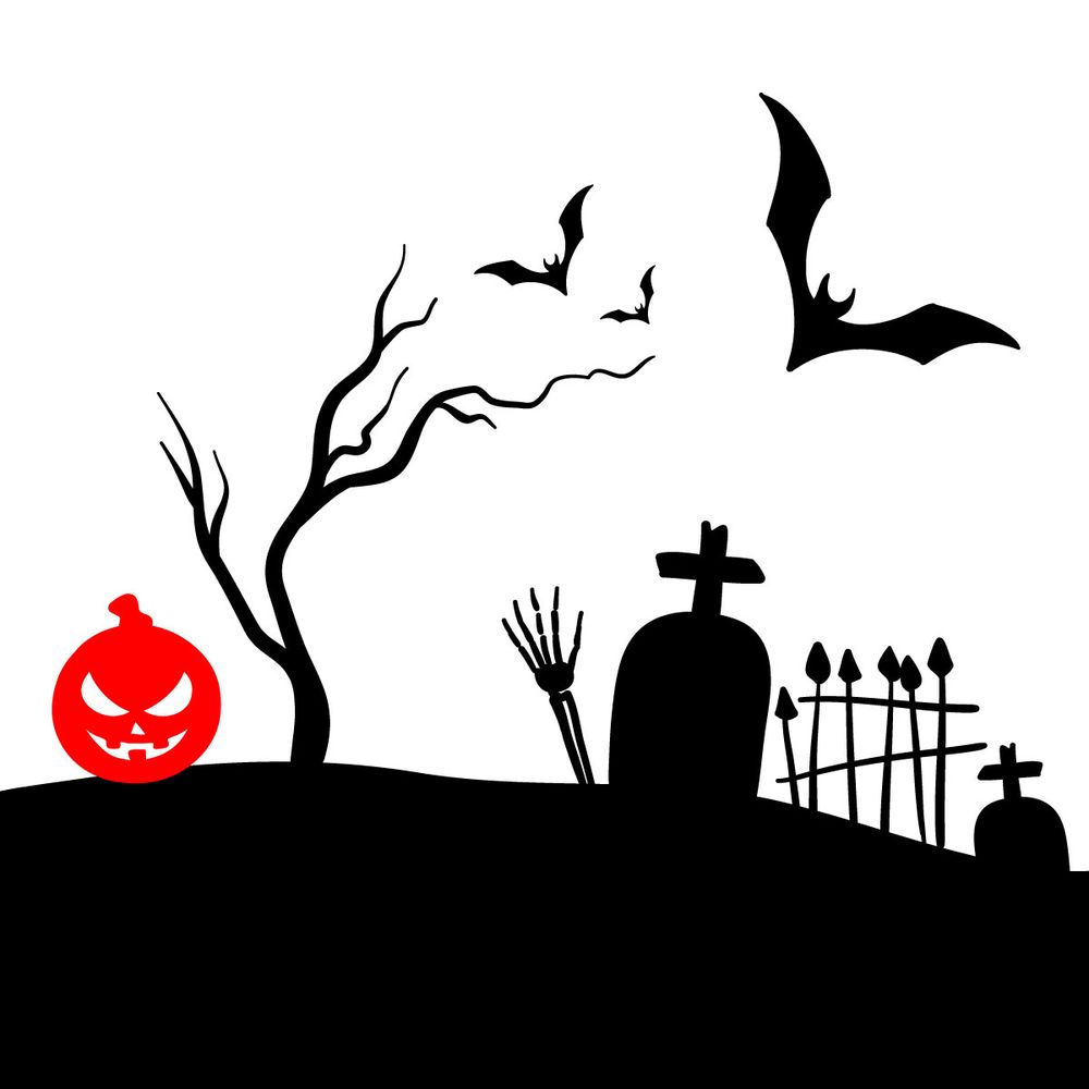 How to draw a Halloween Graveyard silhouette - step 13