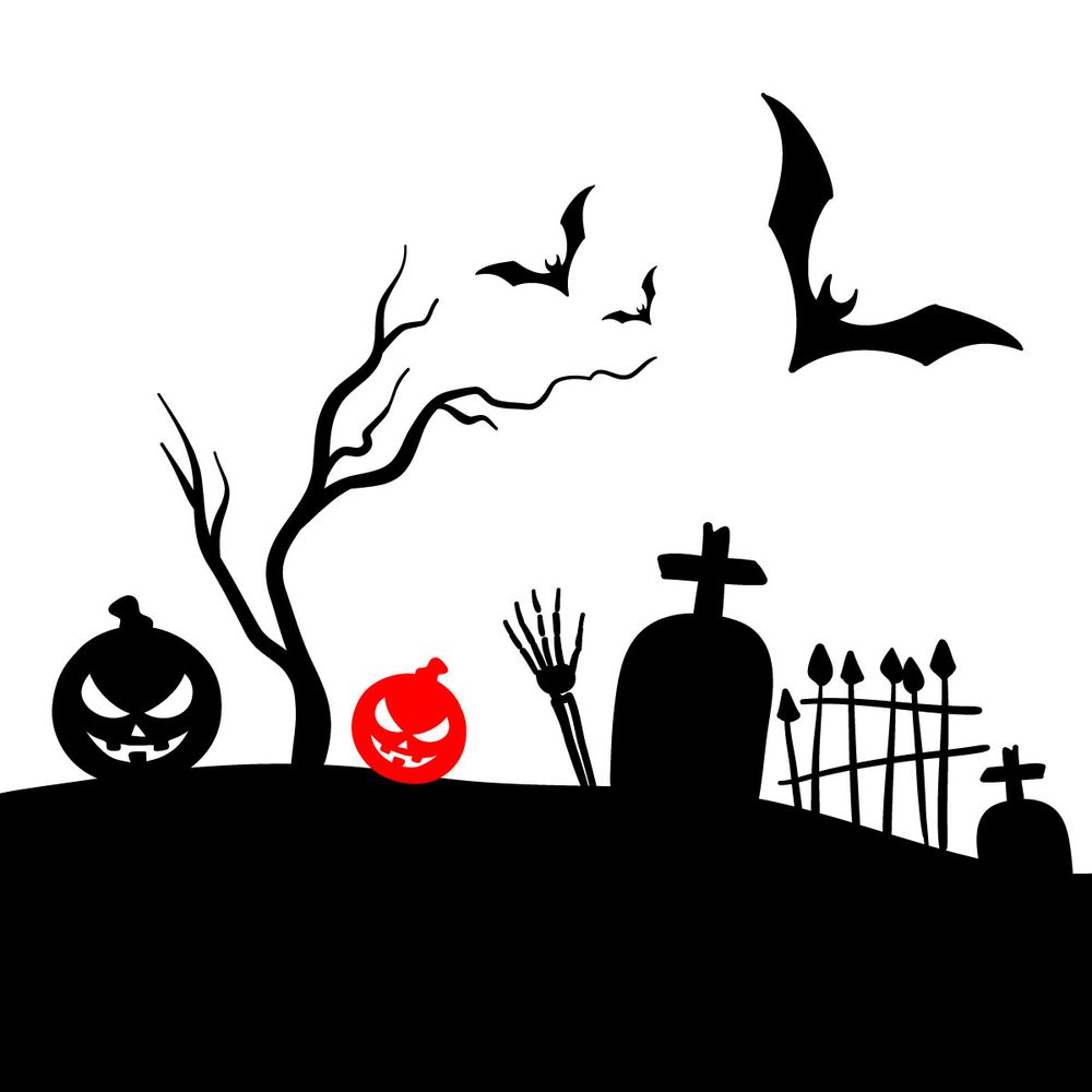 How to draw a Halloween Graveyard silhouette - step 14