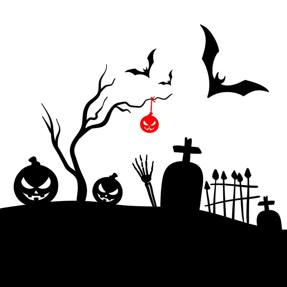 How to draw a Halloween Graveyard silhouette - step 15