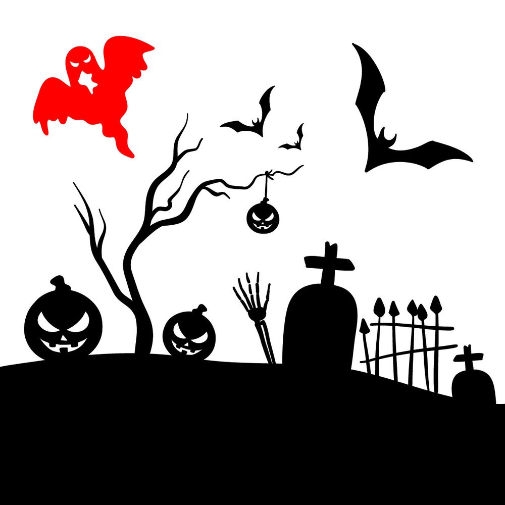How to draw a Halloween Graveyard silhouette - step 16