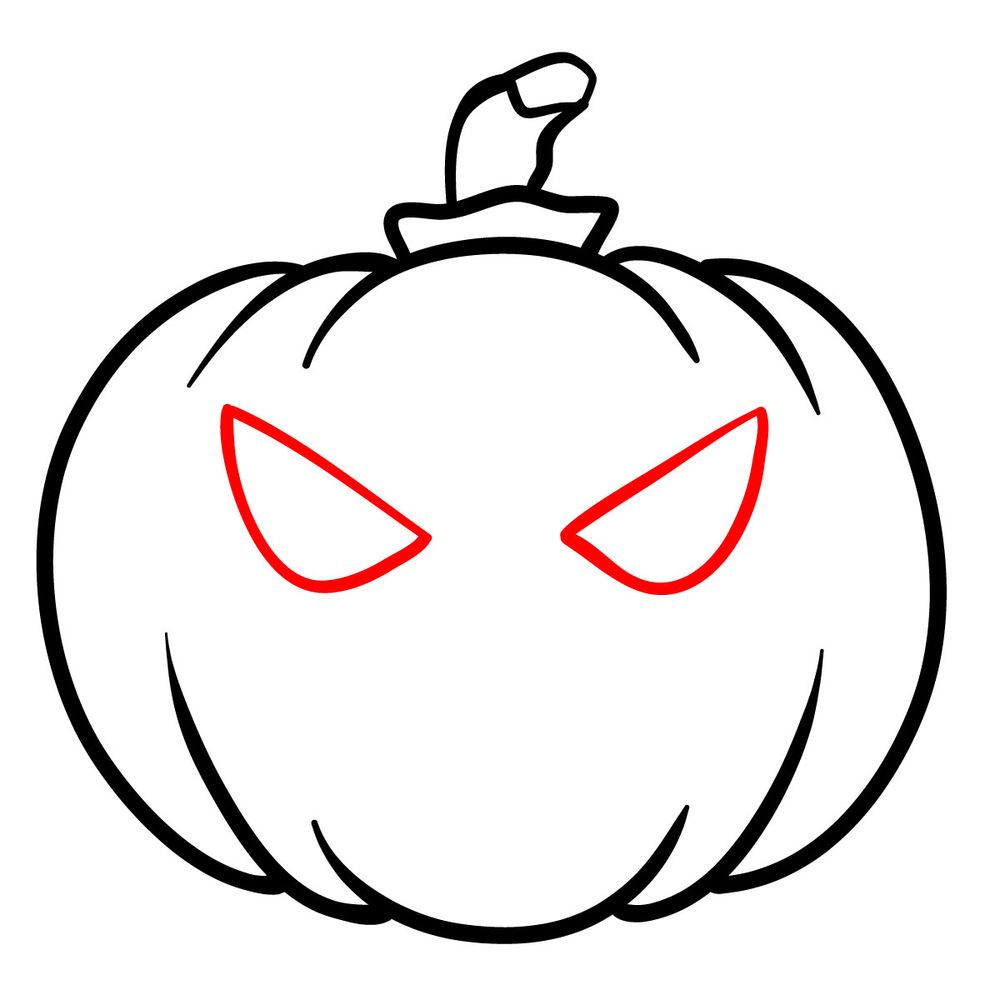 How to draw a Jack-o'-lantern - step 07