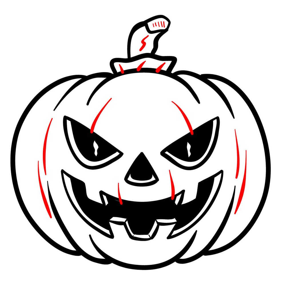 How to draw a Jack-o'-lantern - step 15