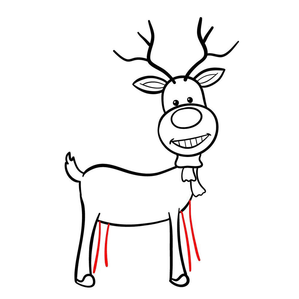 How to draw a Christmas Deer (easy) - step 17