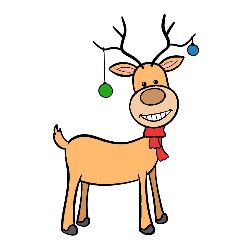 How to draw a Christmas Deer (easy) - step 23