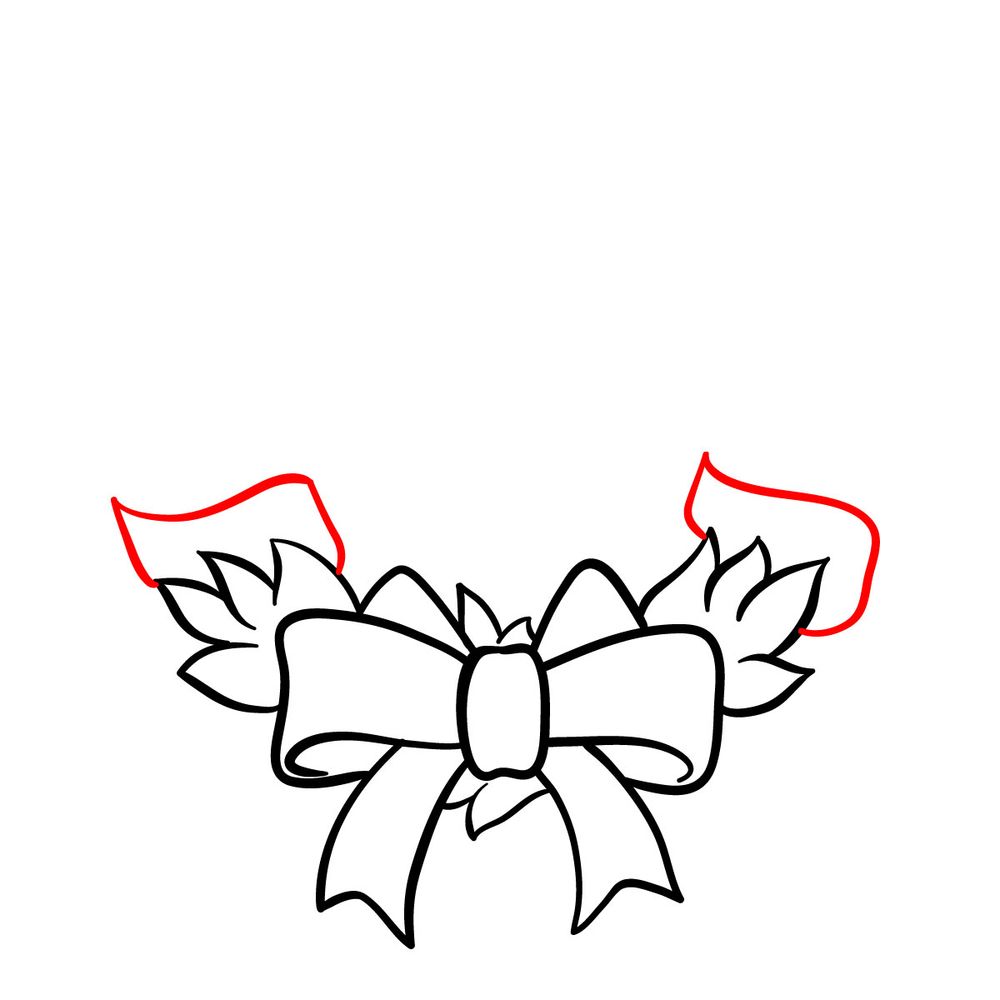 How to draw a Christmas Wreath with ribbon - step 08