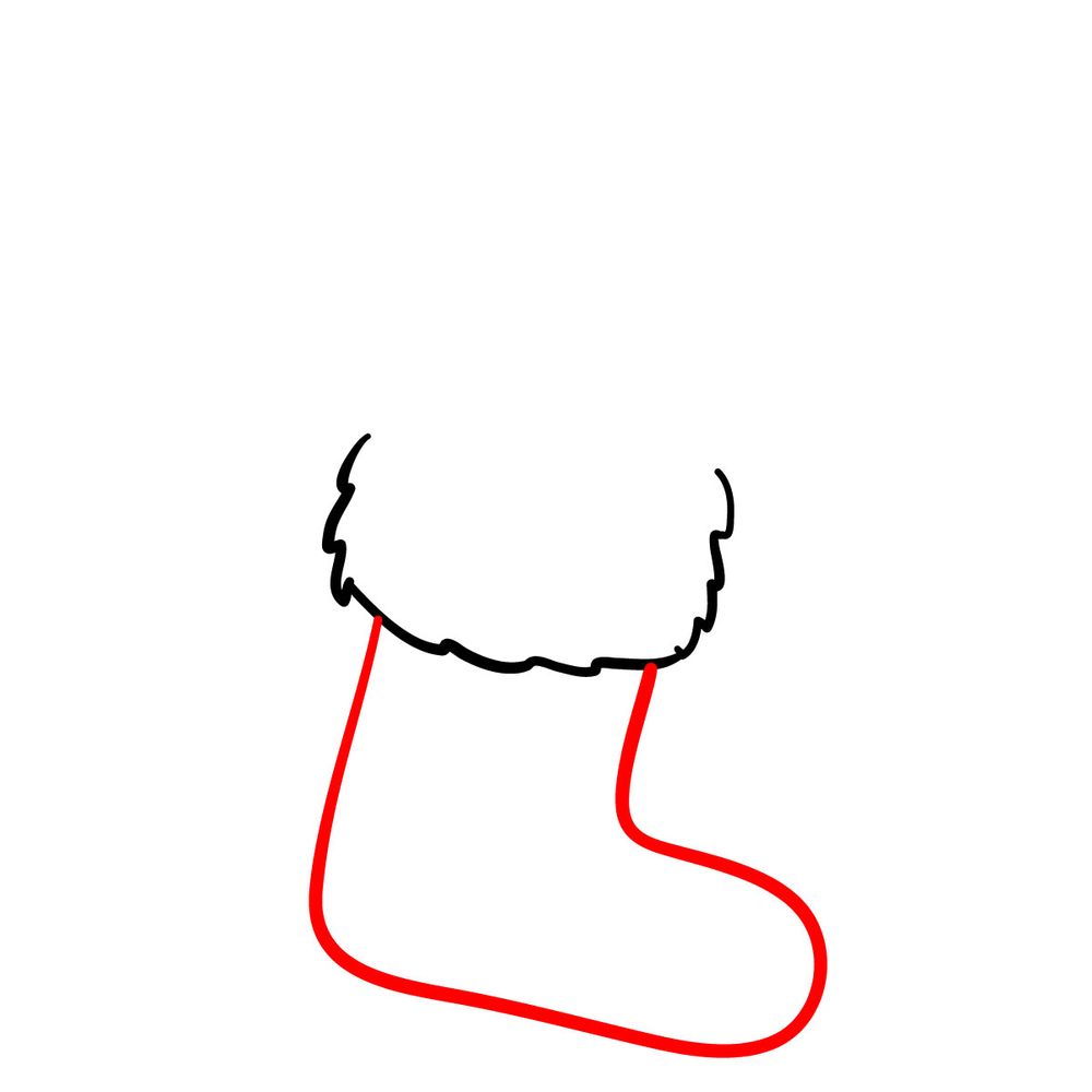 How to draw a Christmas Stocking with candies - step 03