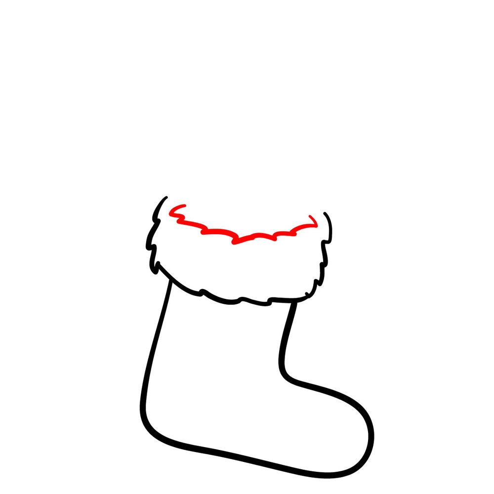 How to draw a Christmas Stocking with candies - step 04