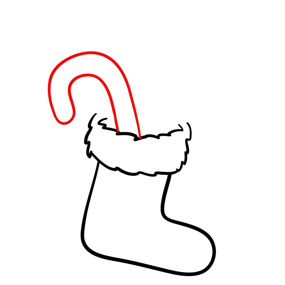How to draw a Christmas Stocking with candies - step 05