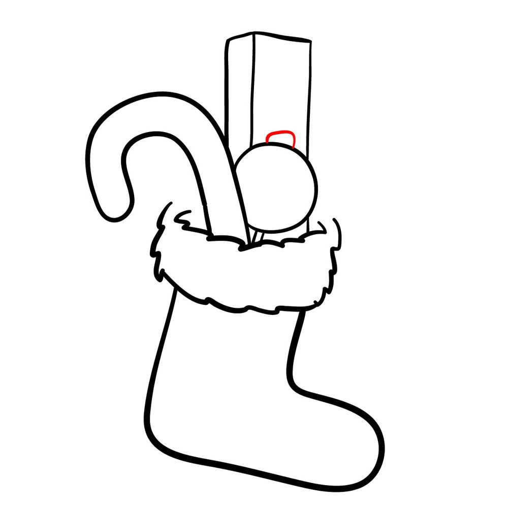 How to draw a Christmas Stocking with candies - step 09