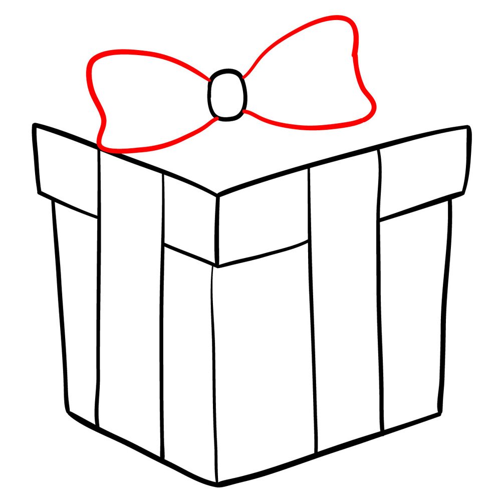 How to draw a Christmas Present with ribbons - step 09