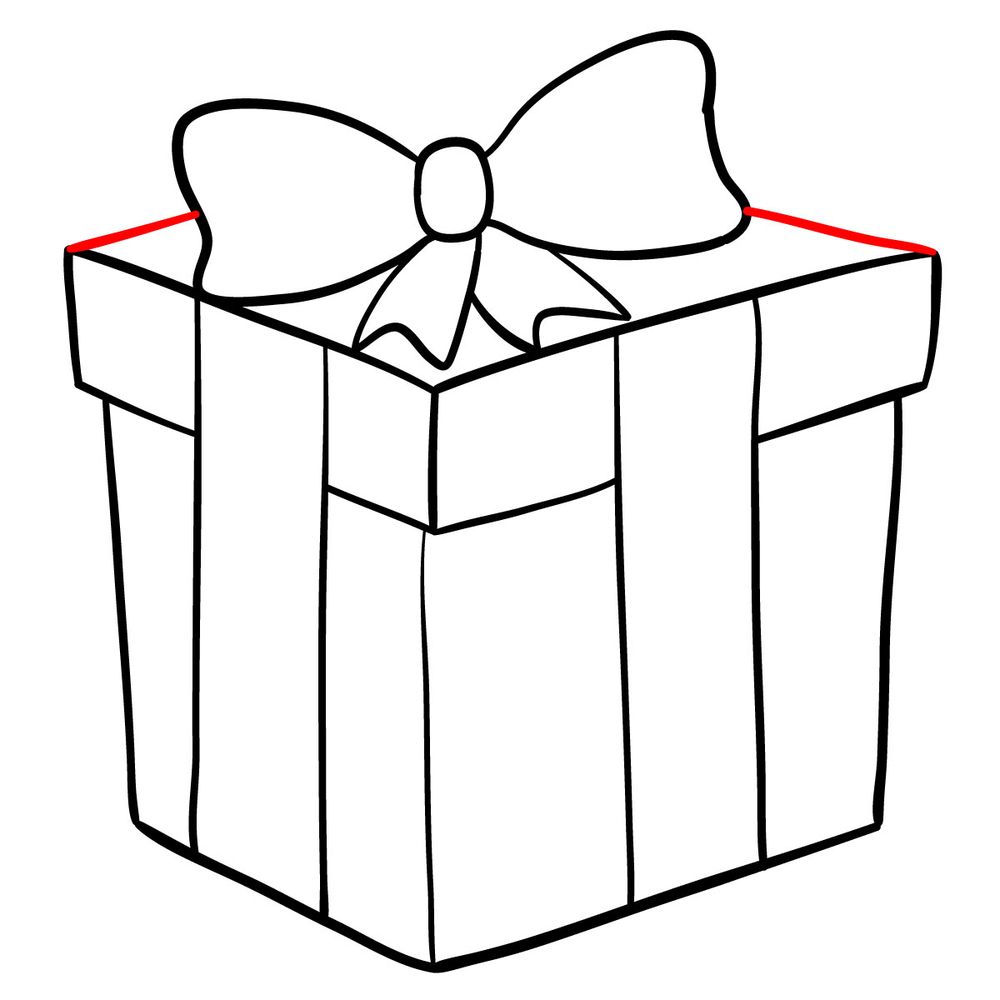 How to draw a Christmas Present with ribbons - step 12