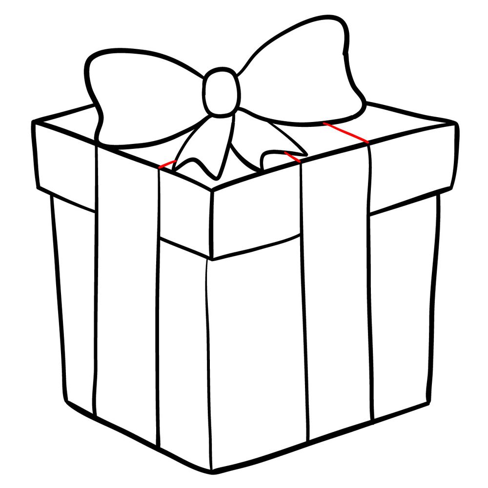 How to draw a Christmas Present with ribbons - step 13