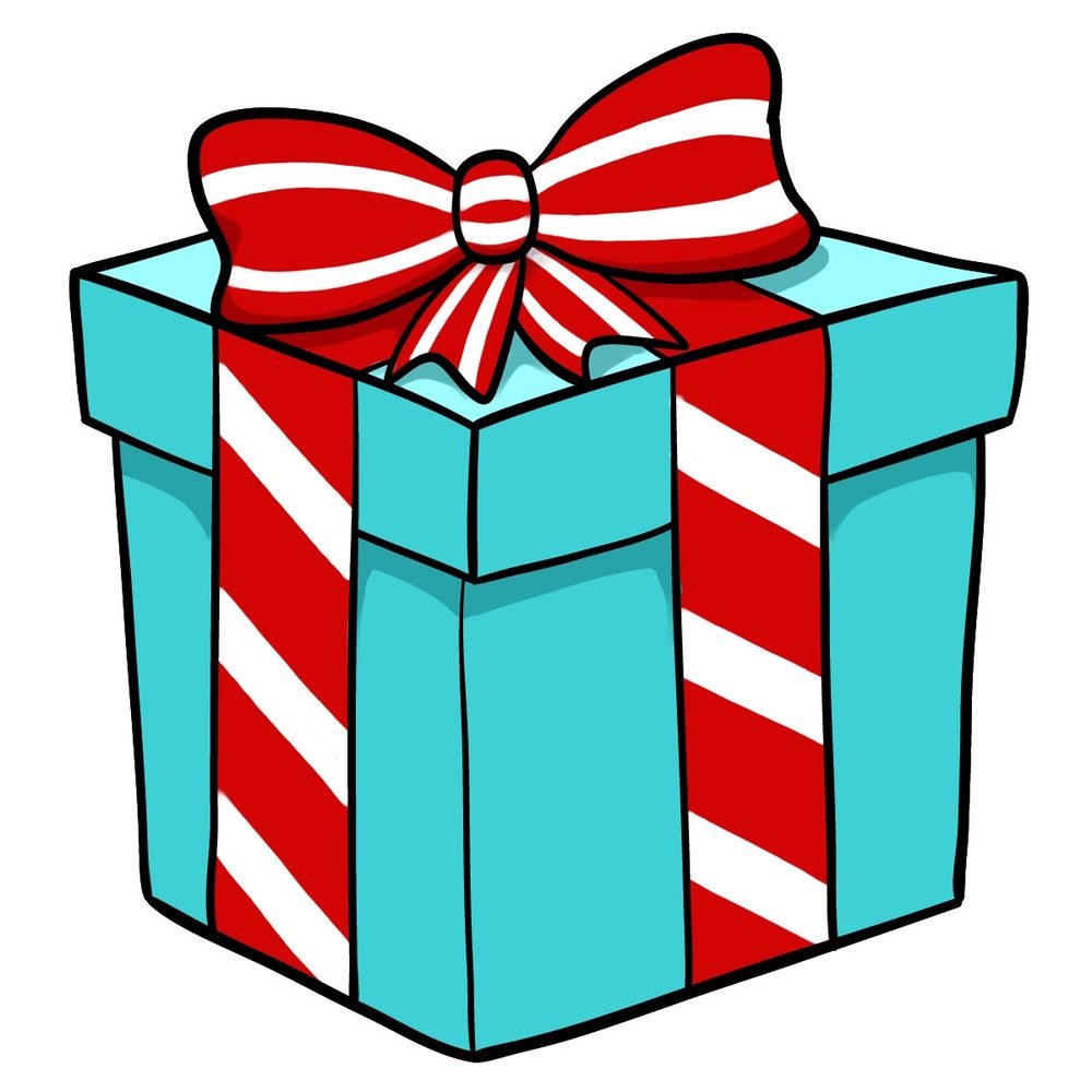 How to draw a Christmas Present Box with ribbons