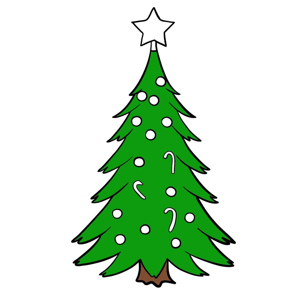 How to draw a Christmas Tree (easy) - step 14