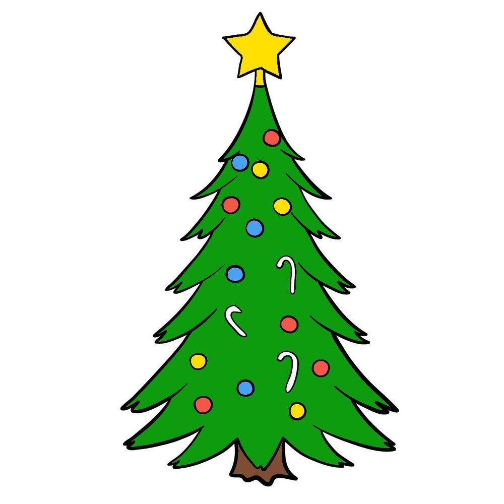 How to draw a Christmas Tree (easy) - step 15