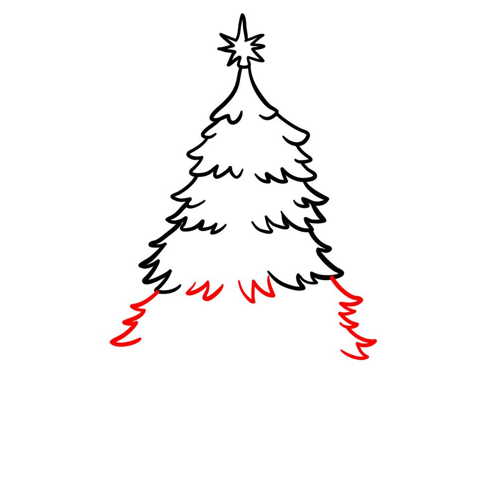 How to draw a Christmas Tree with lights - step 08