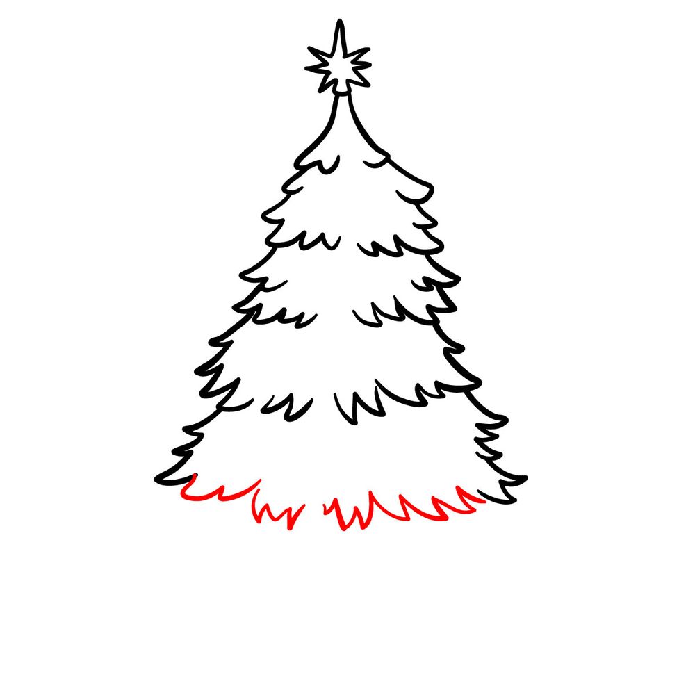 How to draw a Christmas Tree with lights - step 09