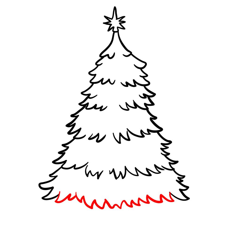 How to draw a Christmas Tree with lights - step 11
