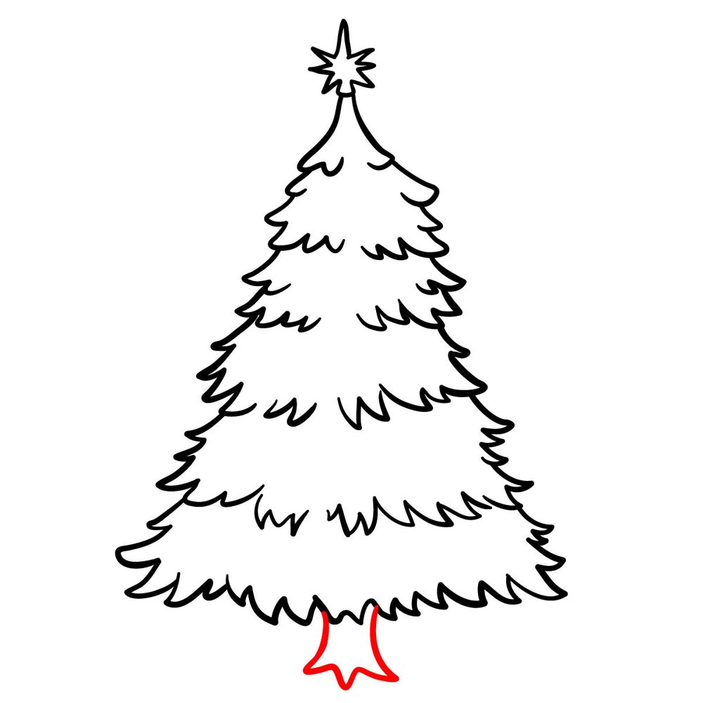 How to draw a Christmas Tree with lights - step 12