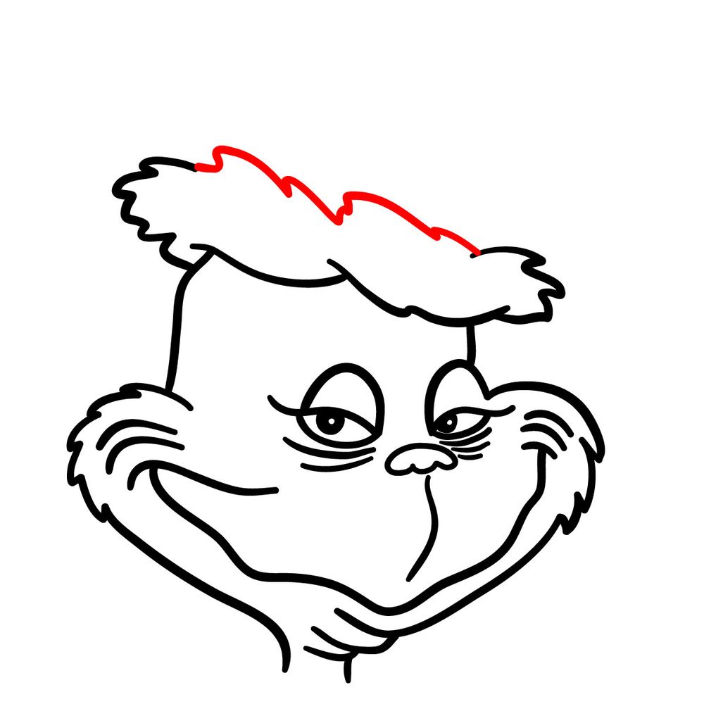 How to draw the Grinch's face - step 14