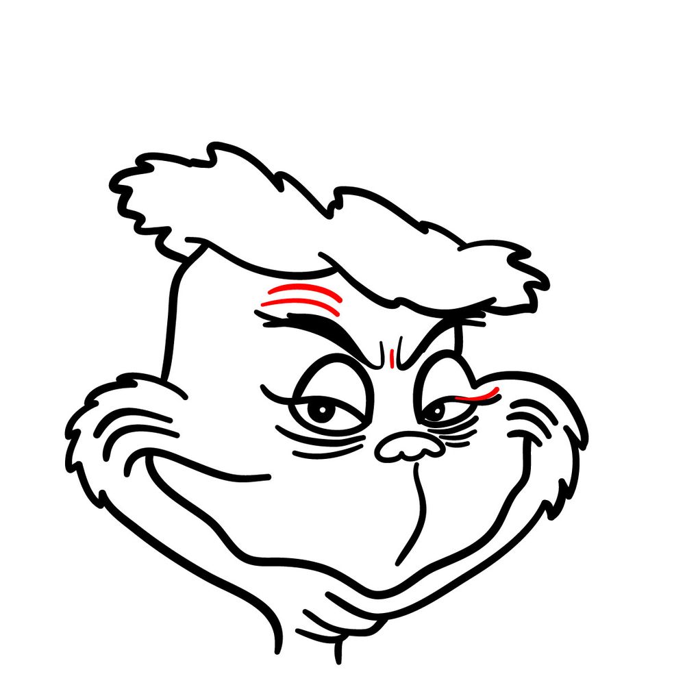 How to draw the Grinch's face - step 16