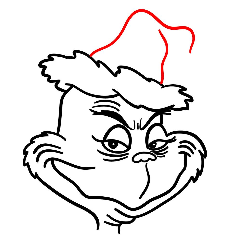 How to draw the Grinch's face - step 17