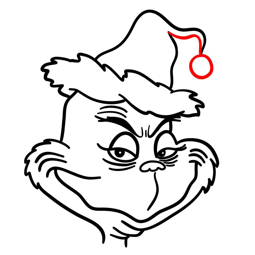 How to draw the Grinch's face - step 18
