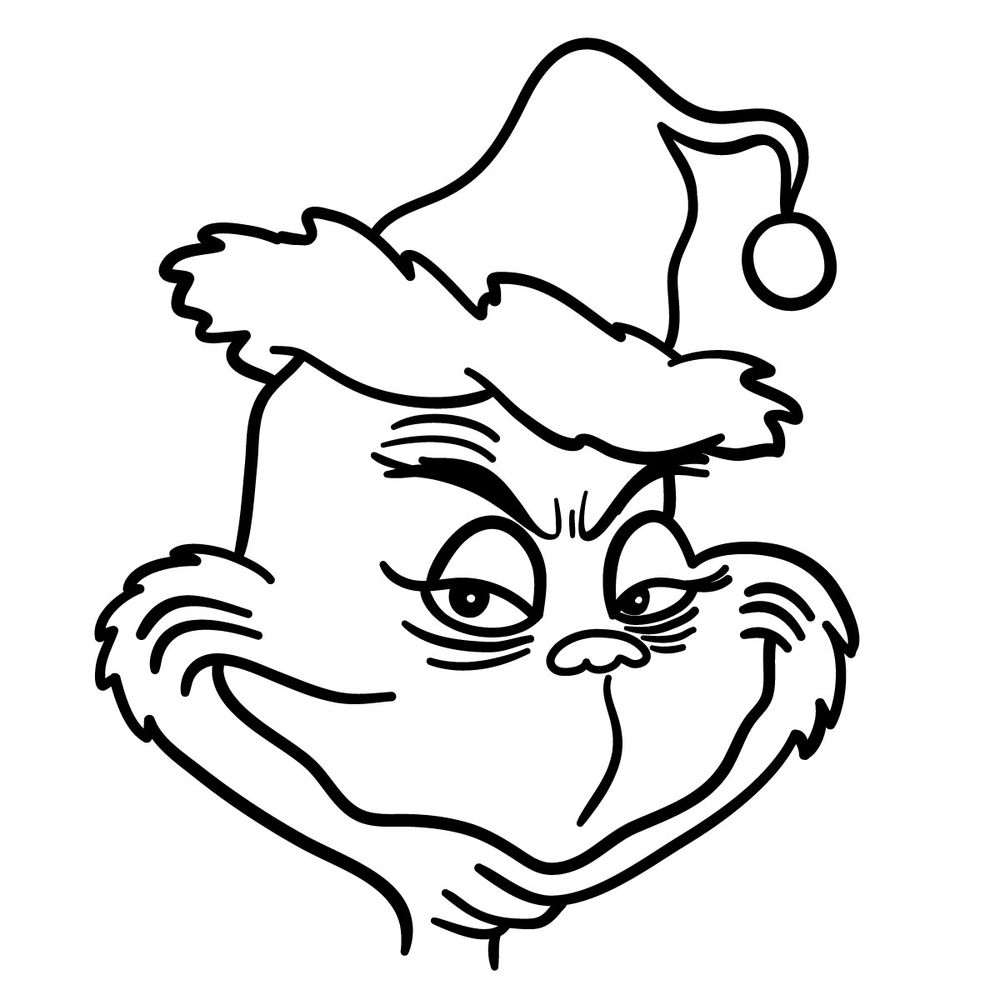 How to draw the Grinch's face - step 19