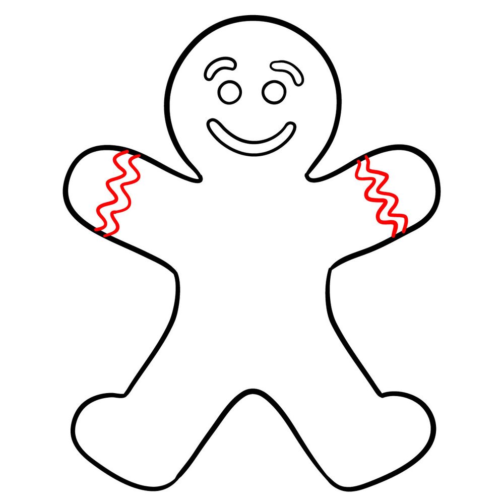How to draw a Gingerbread Man (easy) - step 09