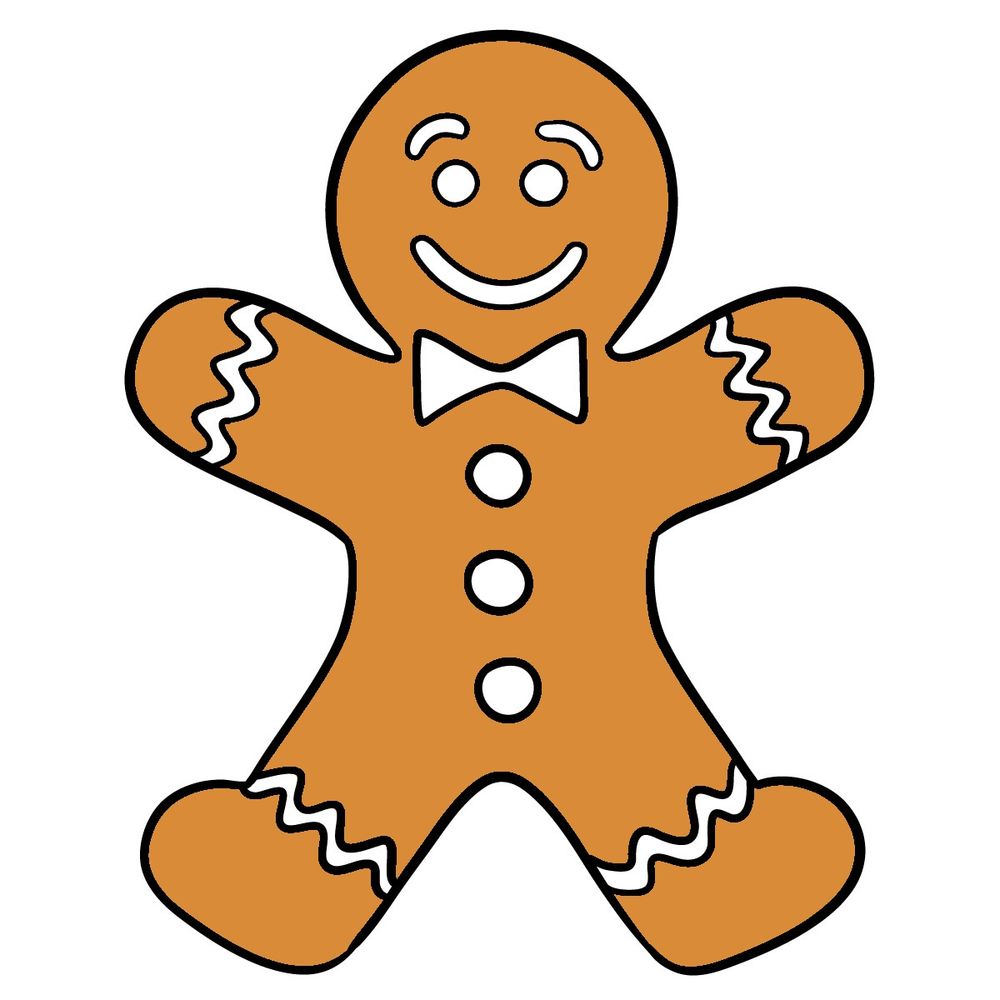 How to draw a Gingerbread Man (easy) - step 14