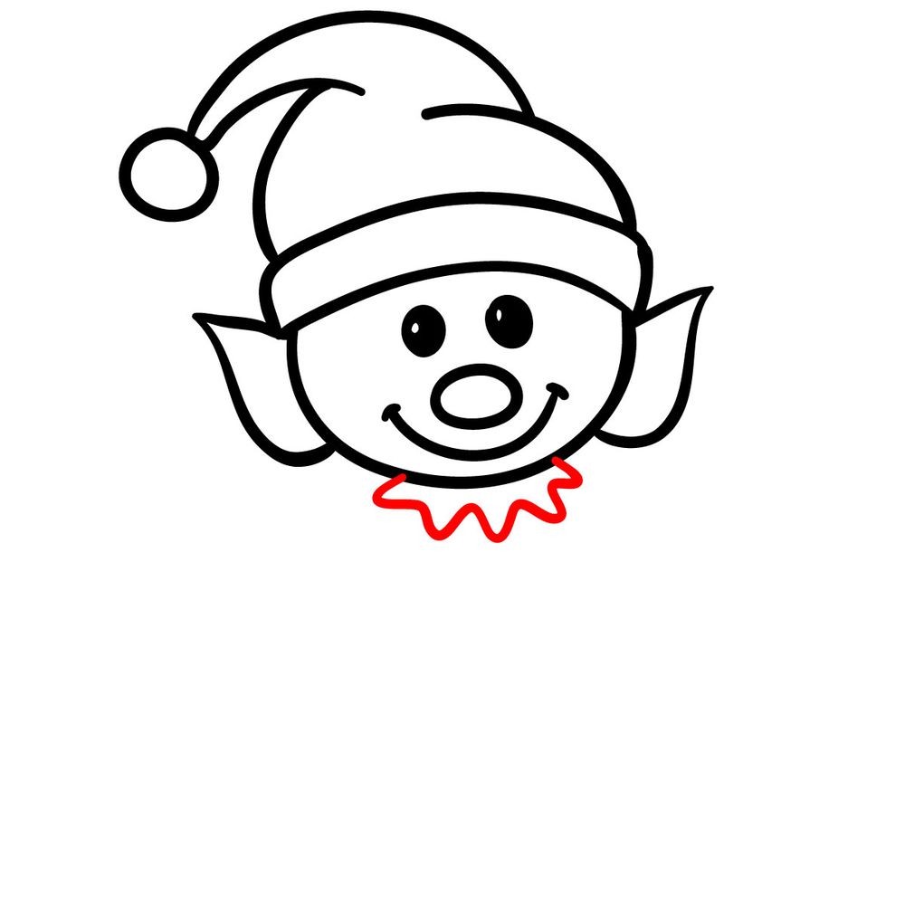 How to draw a Christmas Elf - step 11